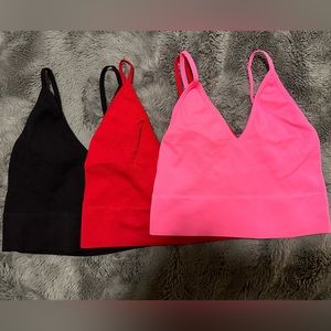 NWT Size S/M Bundle of 3 Seamless bralettes Pink, Black and red
